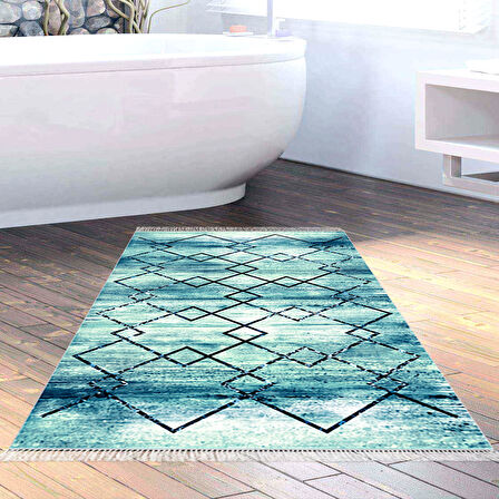 Dekoreko Kaymaz Taban Djt Banyo Halısı Trend Saçaklı Modern M5006
