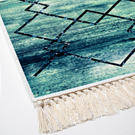 Dekoreko Kaymaz Taban Djt Banyo Halısı Trend Saçaklı Modern M5006