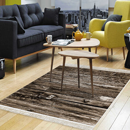 Dekoreko Kaymaz Taban Djt Salon Halısı Yıldız Deri Saçaklı Modern Mu136