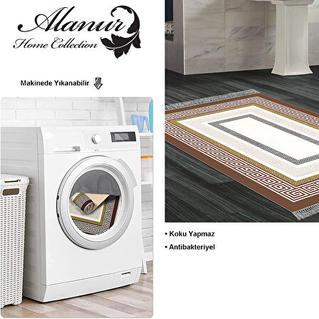 Dekoreko Kaymaz Taban Djt Banyo Halısı Yıldız Deri Saçaklı Modern 675M