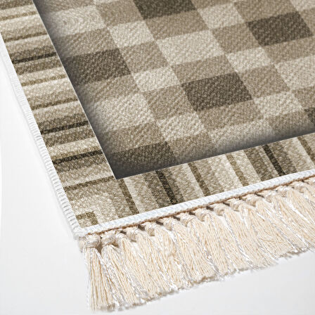 Dekoreko Kaymaz Taban Djt Banyo Halısı Star Pamuk Saçaklı Modern 1913