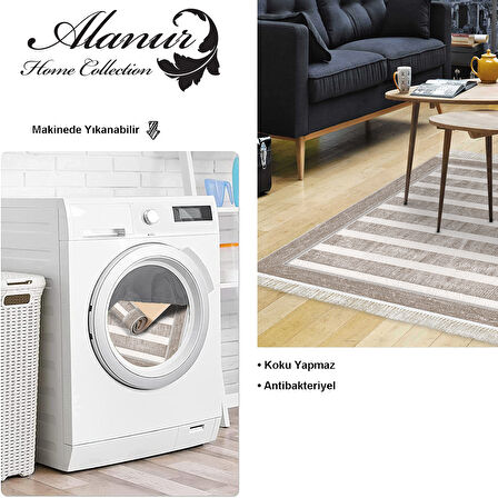 Dekoreko Kaymaz Taban Djt Salon Halısı Yıldız Deri Saçaklı Modern 1545