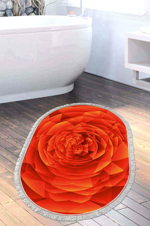 Kaymaz Dijital Mutfak & Salon Halı Star Pamuk Saçaklı Oval Geometrik E5011