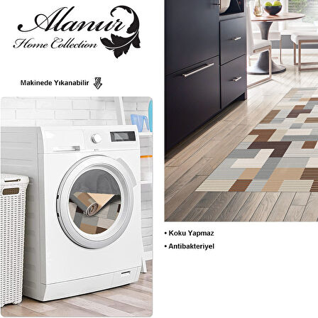 Dekoreko Kaymaz Taban Djt Mutfak Halısı Yıldız Deri Modern Mu113