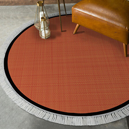 Alanur Home Kaymaz Taban Djt Banyo Mutfak Salon Halı Star Pamuk Saçaklı Yuvarlak Dokuma Desen E5007