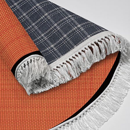 Alanur Home Kaymaz Taban Djt Banyo Mutfak Salon Halı Star Pamuk Saçaklı Yuvarlak Dokuma Desen E5007