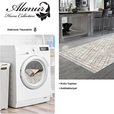 Dekoreko Kaymaz Taban Djt Mutfak Halısı Yıldız Deri Saçaklı İskandinav Al1103