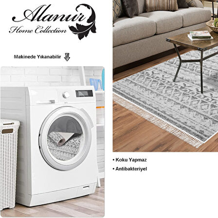 Dekoreko Kaymaz Taban Djt Salon Halısı Trend Saçaklı İskandinav F5078