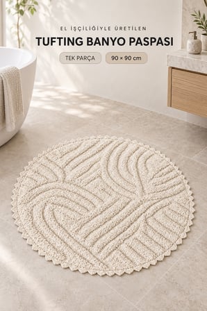 Alanur Bodrum Tufting Cotton Pamuklu El Işi Örgülü 90 x 90 cm Paspas 113