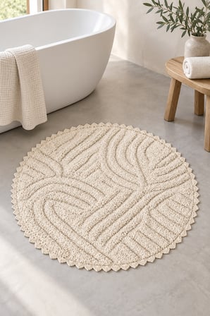 Alanur Bodrum Tufting Cotton Pamuklu El Işi Örgülü 90 x 90 cm Paspas 113
