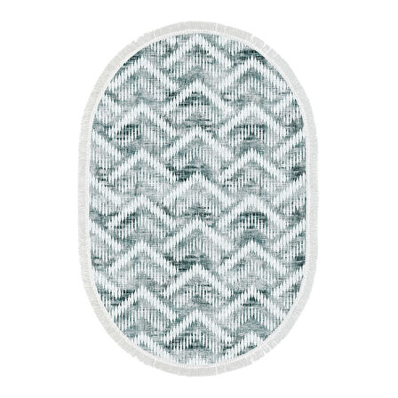 Dekoreko Kaymaz Taban Djt Mutfak Halısı Yıldız Deri Saçaklı Oval İskandinav F5124