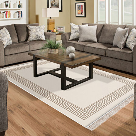 Dekoreko Kaymaz Taban Djt Salon Halısı Star Pamuk Saçaklı Modern Kt493