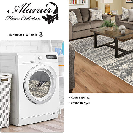 Dekoreko Kaymaz Taban Djt Salon Halısı Star Pamuk Saçaklı İskandinav F5080