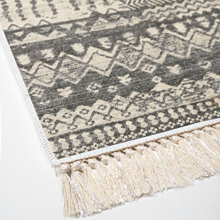 Dekoreko Kaymaz Taban Djt Salon Halısı Star Pamuk Saçaklı İskandinav F5080