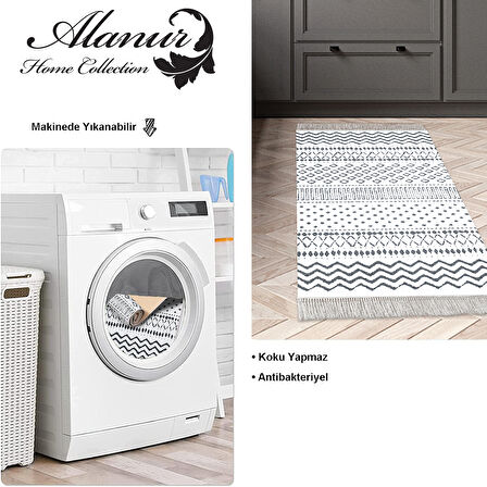 Dekoreko Kaymaz Taban Djt Mutfak Halısı Yıldız Deri Saçaklı İskandinav F5086