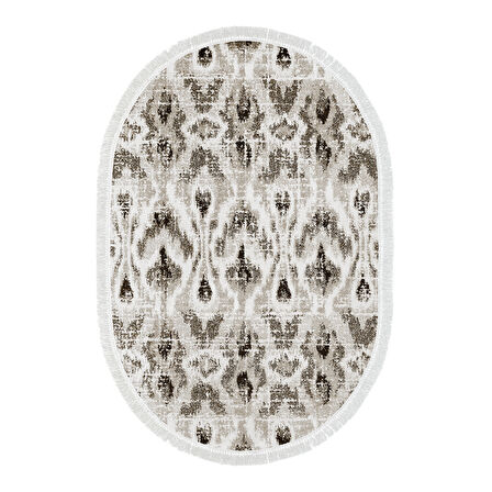 Dekoreko Kaymaz Taban Djt Banyo Halısı Yıldız Deri Saçaklı Oval İskandinav F5136