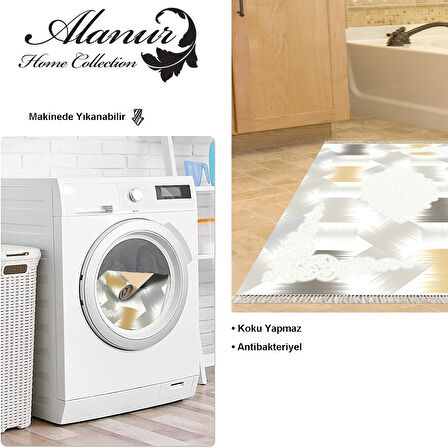 Dekoreko Kaymaz Taban Djt Banyo Halısı Yıldız Deri Saçaklı Modern S1030