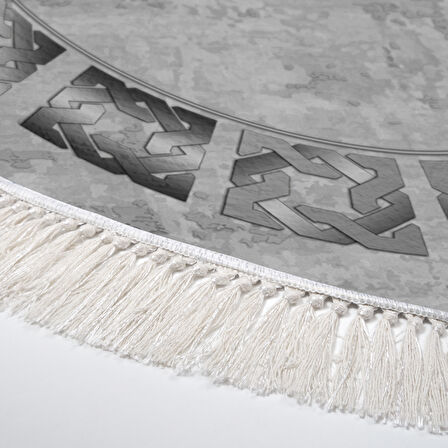 Dekoreko Kaymaz Taban Djt Salon Halısı Trend Saçaklı Yuvarlak Modern 691M