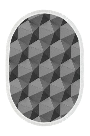 Kaymaz Dijital Mutfak & Salon Halı Trend Saçaklı Oval Geometrik E5010