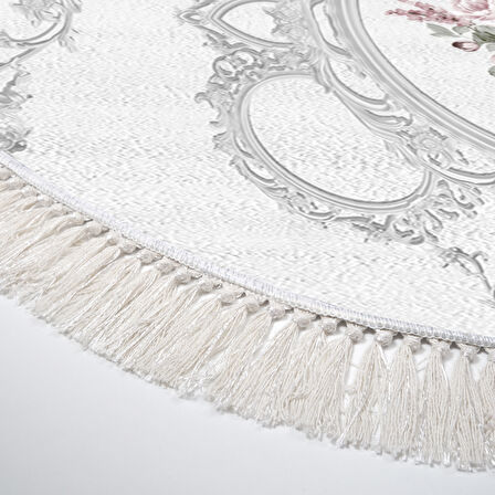 Dekoreko Kaymaz Taban Djt Mutfak Halısı Yıldız Deri Saçaklı Oval Modern 1494