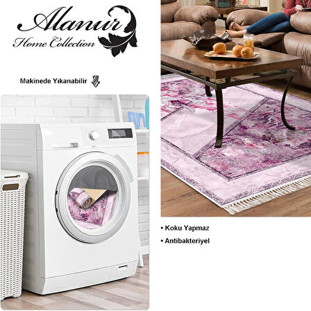 Dekoreko Kaymaz Taban Djt Salon Halısı Yıldız Deri Saçaklı Modern 729