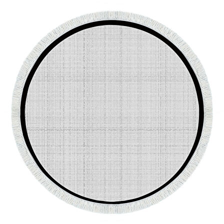 Alanur Home Kaymaz Taban Djt Banyo Mutfak Salon Halı Yıldız Deri Saçaklı Yuvarlak Dokuma Desen E5007