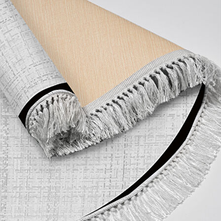 Alanur Home Kaymaz Taban Djt Banyo Mutfak Salon Halı Yıldız Deri Saçaklı Yuvarlak Dokuma Desen E5007