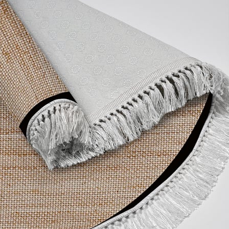 Alanur Home Kaymaz Taban Djt Banyo Mutfak Salon Halı  Trend Saçaklı Yuvarlak Dokuma Desen E5001