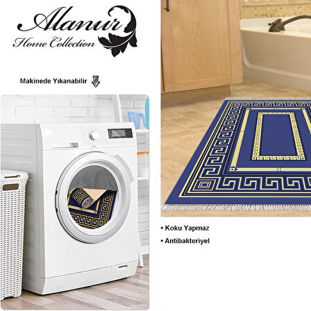 Dekoreko Kaymaz Taban Djt Banyo Halısı Yıldız Deri Saçaklı Modern 651M