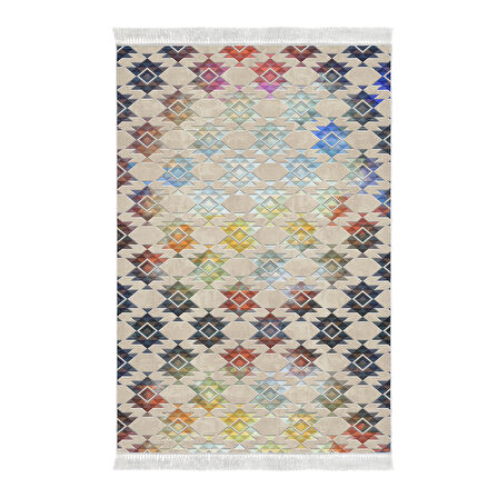 Dekoreko Kaymaz Taban Djt Salon Halısı Star Pamuk Saçaklı Modern 763