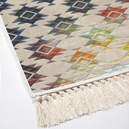 Dekoreko Kaymaz Taban Djt Salon Halısı Star Pamuk Saçaklı Modern 763