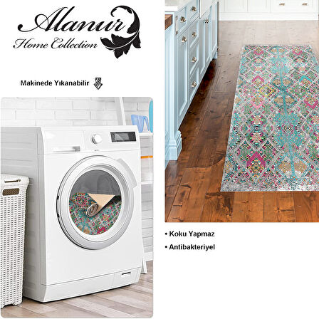 Dekoreko Kaymaz Taban Djt Mutfak Halısı Yıldız Deri İskandinav F5009