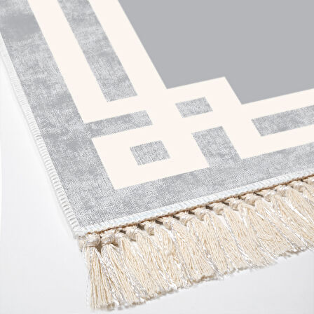 Dekoreko Kaymaz Taban Djt Salon Halısı Star Pamuk Saçaklı Modern 657M