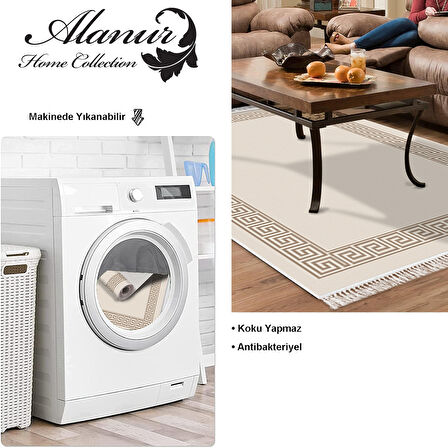 Dekoreko Kaymaz Taban Djt Salon Halısı Trend Saçaklı Modern Kt493