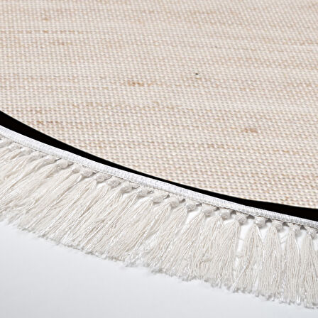 Alanur Home Kaymaz Taban Djt Banyo Mutfak Salon Halı Yıldız Deri Saçaklı Yuvarlak Dokuma Desen E5007