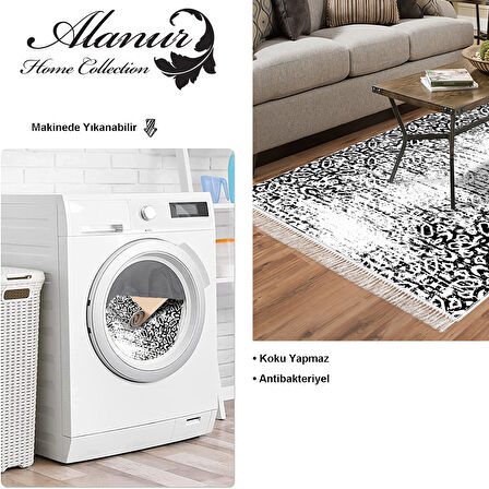 Dekoreko Kaymaz Taban Djt Salon Halısı Yıldız Deri Saçaklı İskandinav Mu123