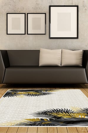Dijital Baskılı Dikdörtgen Salon Halısı | Kaymaz Yıkanabilir | Keçe Taban | Çiçekli | F5125