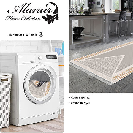 Dekoreko Kaymaz Taban Djt Mutfak Halısı Star Pamuk Saçaklı Modern P1526