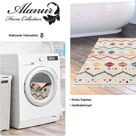 Dekoreko Kaymaz Taban Djt Banyo Halısı Yıldız Deri Saçaklı İskandinav F5001