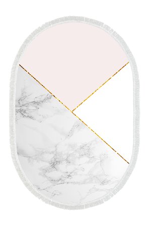 Kaymaz Dijital Mutfak & Salon Halı Star Pamuk Saçaklı Oval Geometrik E5008