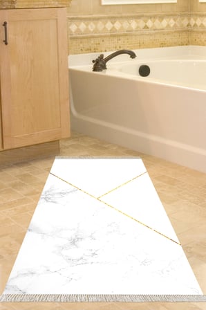 Kaymaz Dijital Mutfak & Salon Halı Trend Saçaklı Geometrik E5008