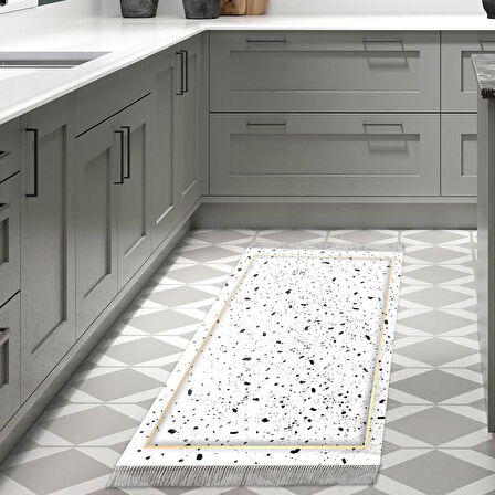 Dekoreko Kaymaz Taban Djt Mutfak Halısı Trend Saçaklı Modern M12366