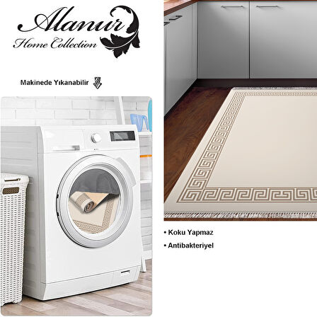 Dekoreko Kaymaz Taban Djt Mutfak Halısı Yıldız Deri Saçaklı Modern Kt493