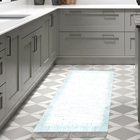 Dekoreko Kaymaz Taban Djt Mutfak Halısı Yıldız Deri Saçaklı Modern 1342