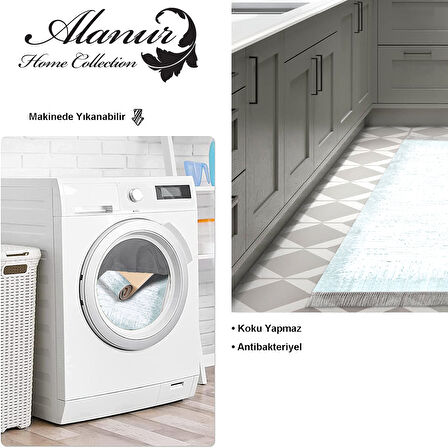 Dekoreko Kaymaz Taban Djt Mutfak Halısı Yıldız Deri Saçaklı Modern 1342