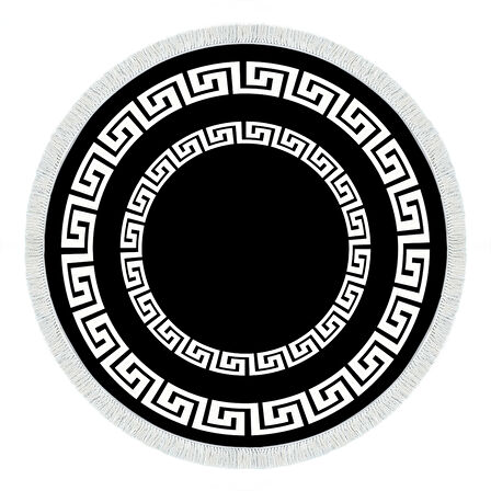 Dekoreko Kaymaz Taban Djt Salon Halısı Yıldız Deri Saçaklı Yuvarlak Modern 650M