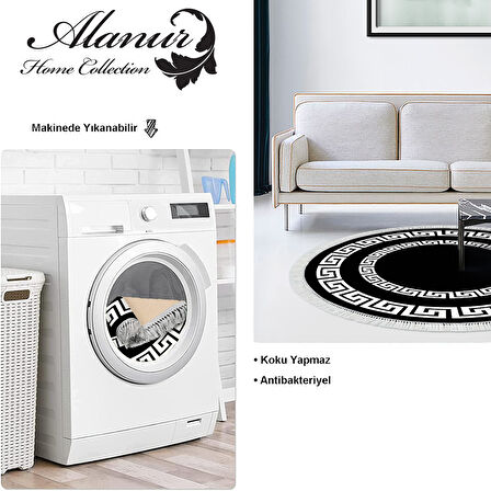 Dekoreko Kaymaz Taban Djt Salon Halısı Yıldız Deri Saçaklı Yuvarlak Modern 650M