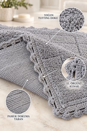 Alanur Bodrum Tufting Cotton Pamuklu El Işi Örgülü 2 li Paspas 109