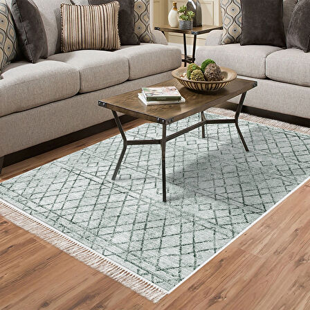 Dekoreko Kaymaz Taban Djt Salon Halısı Trend Saçaklı İskandinav F5079