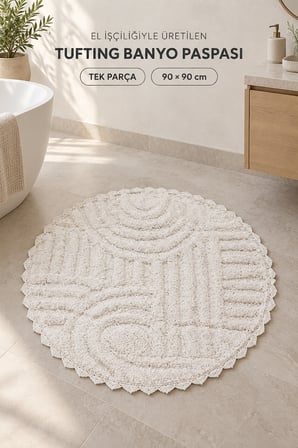 Alanur Bodrum Tufting Cotton Pamuklu El Işi Örgülü 90 x 90 cm Paspas 113